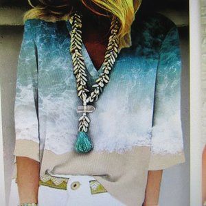 Loosen Sea Casual 3/4 Sleeve Noracora Top, Size L NWT